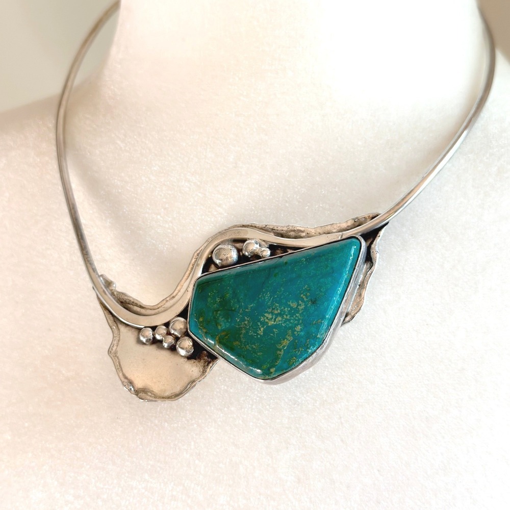 Diane Markz Silver Turquoise Torque Necklace - Picture 2 of 8
